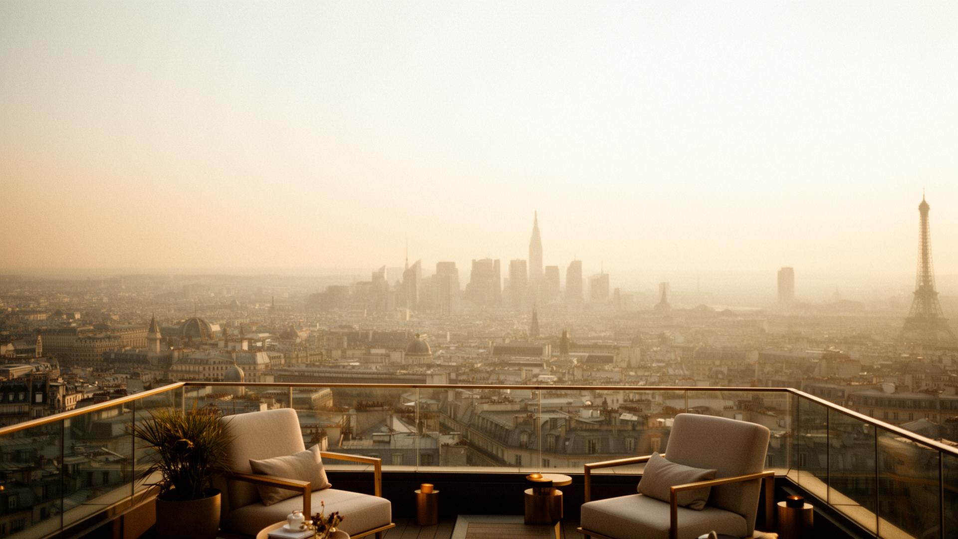Private rooftop at evening light